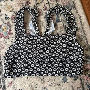 June Loop Floral Black and White Swim Top
